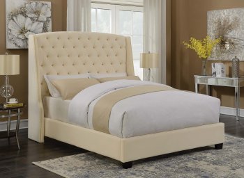 Pissarro Upholstered Bed 300715 in Cream Velvet by Coaster [CRB-300715-Pissarro]