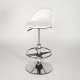 White Plastic Seat Set of 2 Swivel Barstools w/Chrome Base