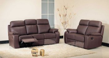 Chocolate Brown Leather Modern Living Room w/Recliner Seats [JMS-1365]