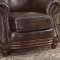 Dark Brown Leather Traditional Living Room w/Nail Head Trim