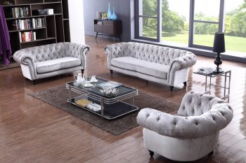 Alexandrina Sofa Set 3Pc in Grey Fabric by VIG [VGS-Alexandrina Grey]