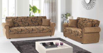 Jasmine Sofa Bed & Loveseat Set in Brown Chenille by Rain [RNSB-Jasmine Brown]