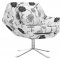 Espresso or Black & White Floral Microfiber Contemporary Chair