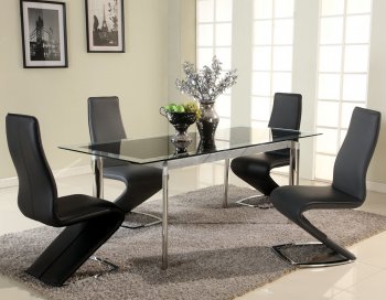 Tara Dining Table 5Pc Set by Chintaly w/Black Glass Top [CYDS-Tara-DT-BLK]