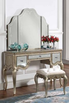 Esteban Vanity Set 22209 in Antique Champagne by Acme [AMVA-22209 Esteban]