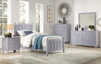 Wellsummer 4Pc Youth Bedroom Set 1803GY in Gray by Homelegance [HEKB-1803GY-Wellsummer]