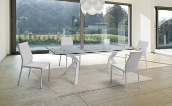 Banco 5p Dining Set in White & Glass by Whiteline Imports [WLDS-Banco]