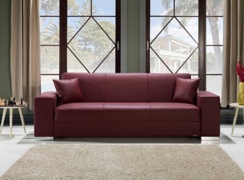 Kobe Santa Glory Burgundy Sofa Bed in PU by Istikbal w/Options [IKSB-Kobe Santa Glory Burgundy]