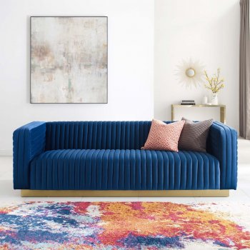 Charisma Sofa in Navy Velvet Fabric by Modway w/Options [MWS-3886 Charisma Navy]