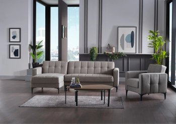 Parker Sectional Sofa in Corvet Gray Fabric by Bellona [IKSS-Parker Gray]