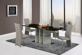 D647DT Dining Set 5Pc in Brown & Gray by Global w/D735DC Chairs [GFDS-D647DT-D735DC]