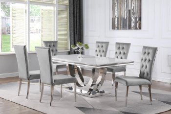 Kerwin Dining Table 111101 White Marble Top by Coaster w/Options [CRDS-111101-111103 Kerwin]