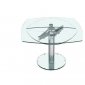 Clear Glass Expandable Top Modern Dining Table w/Chrome Base