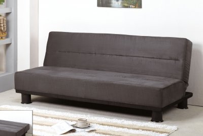 Grey Micro Suede Contemporary Sofa Sleeper w/Black Canister Legs