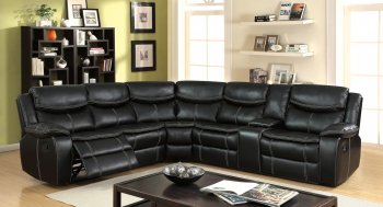 Gatria Reclining Sectional Sofa CM6982 in Black Leatherette [FASS-CM6982 Gatria II]