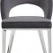 Roberto Dining Chair 764 Set of 2 Grey Velvet Fabric - Meridian