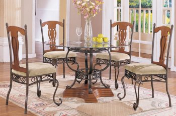 Bronze Metal Frame Traditional Dinette Table w/Oak Wood Base [PXDS-F2265]