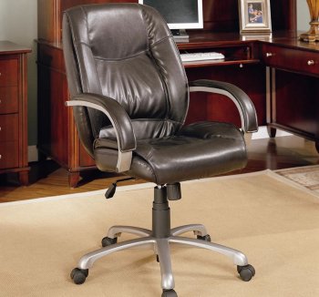 Brown Vinyl Office Chair w/Metal Silver Finish Base & Gas Lift [CROC-489-800182]