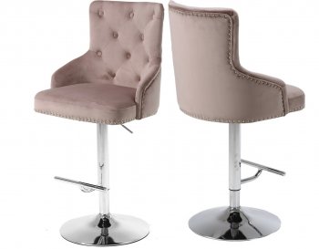 Claude Stool 709 Set of 2 in Pink Velvet Fabric by Meridian [MRBA-709 Claude Pink]