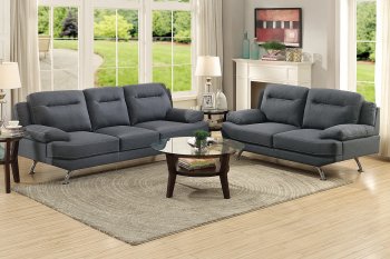 F7929 Sofa & Loveseat Set in Blue Grey Fabric by Boss [PXS-F7929]