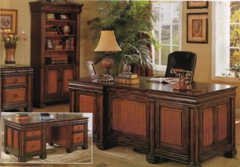 Dark Two-Tone Finish Executive Desk w/Flip Down Keyboard Drawer [CROD-446-800701]