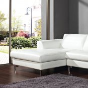 Angela Sectional Sofa in White Leather by Whiteline