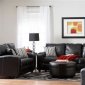 1020 Modern Black Bonded Leather Sofa w/Options