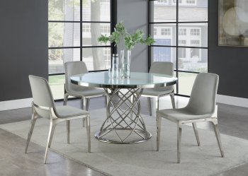 Irene Dining Table 110401 White & Chrome by Coaster w/Options [CRDS-110401 Irene]