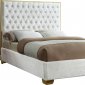 Lana Upholstered Bed in White Velvet Fabric - Meridian w/Options