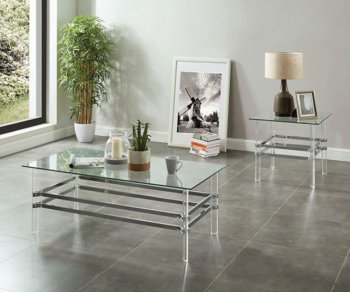 Trofa 3Pc Coffee & End Table Set CM4351 in Chrome [FACT-CM4351-Trofa]