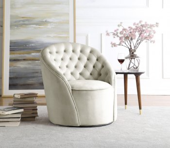 Alessio Accent Chair 501 in Cream Velvet by Meridian [MRCC-501 Alessio Cream]