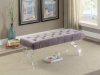 Ava 102 Bench in Grey Velvet Fabric by Meridian w/Acrylic Legs