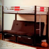 Black Metal Base Modern Twin Over Futon Bunk