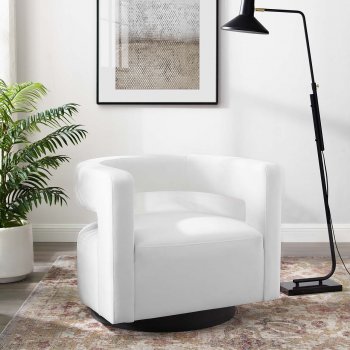 Spin Swivel Accent Chair in White Velvet by Modway [MWAC-3947 Spin White]