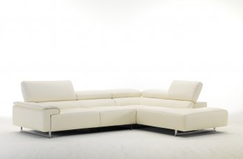 Ming 8009 Sectional Sofa in Off-White Genuine Italian Leather [IDSS-8009-QS-White-Ming]