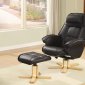 Black Bonded Leather Match Leisure Chair w/Ottoman