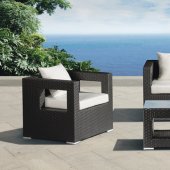 Black & White Modern Outdoor 5Pc Patio Chairs Set w/Coffee Table