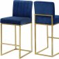 Giselle Counter Stool 781 Set of 2 Navy Velvet Fabric -Meridian