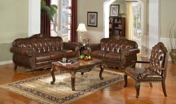 Liya Sofa in Brown Bonded Leather w/Optional Items [ADS-Liya]