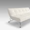 White Full Leatherette Modern Convertible Sofa Bed w/Chrome Legs