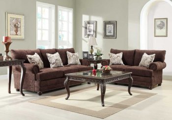 Elena 9729 Sofa by Homelegance in Chocolate Fabric w/Options [HES-9729 Elena]