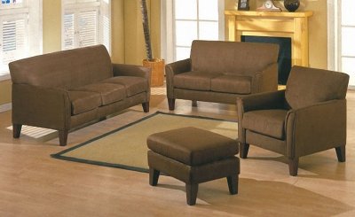 Mocha Microfiber Stylish Modern Sofa w/Wooden Legs