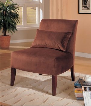 Chocolate Velvet Upholstery Lounge Chair w/Accent Pilllow [CRAC-505-900226]