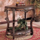 Antique Brown Finish Accent Table w/Gold Accents