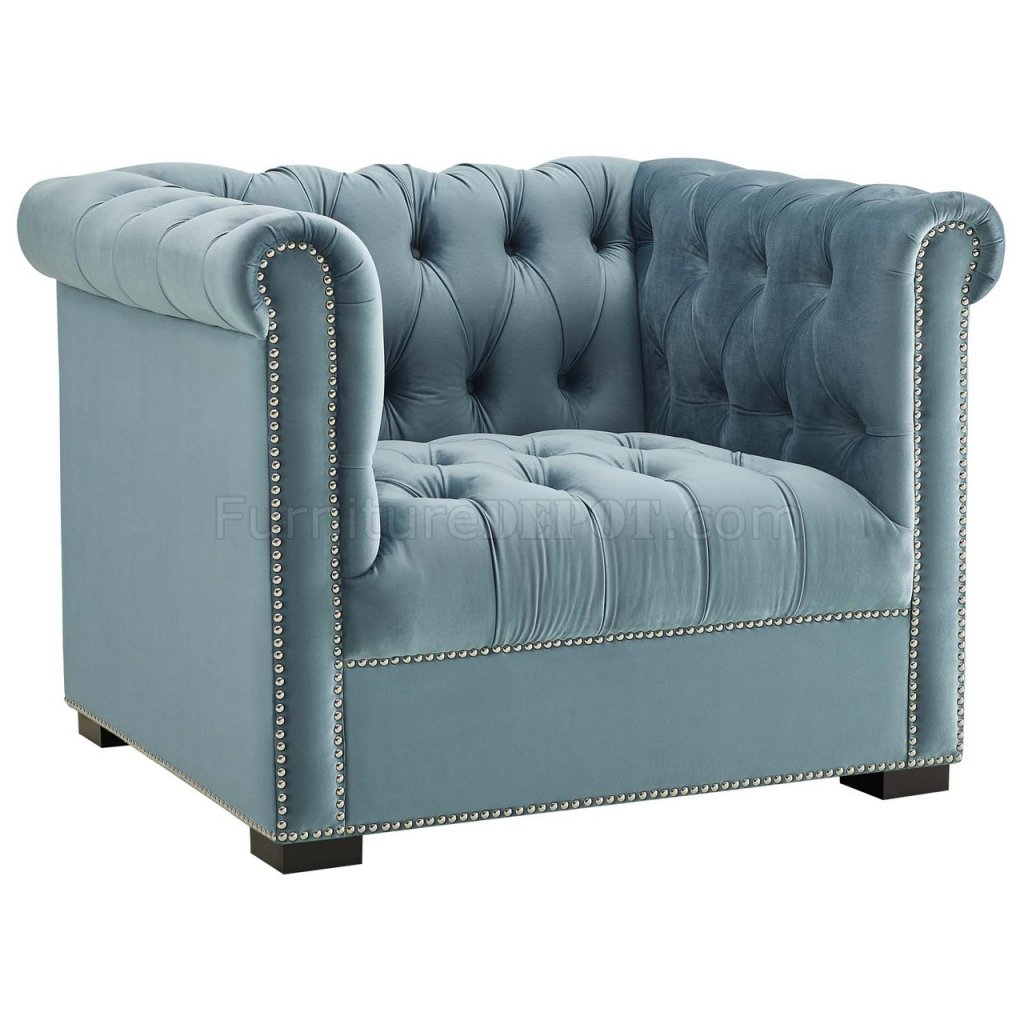 Heritage Sofa in Sea Blue Velvet Fabric by Modway w/Options