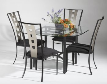 Glass Top & Black Base Modern Dining Table w/Optional Chairs [CYDS-Alexis]