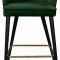 Cassie Counter Stool 793 Set of 2 Green Velvet Fabric - Meridian