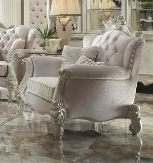 Versailles Chair 52107 in Ivory Fabric by Acme w/Options