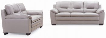 Emma 435003 Sofa & Loveseat in Light Grey Leather by New Spec [NSS-435003 Emma]