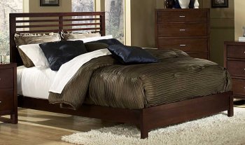 Cherry Finish Contemporary Bedroom w/Optional Items [HEBS-1348-Paula]